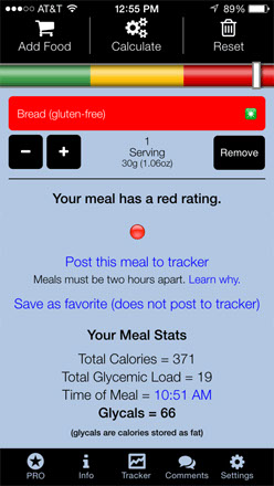Screen shot from the app